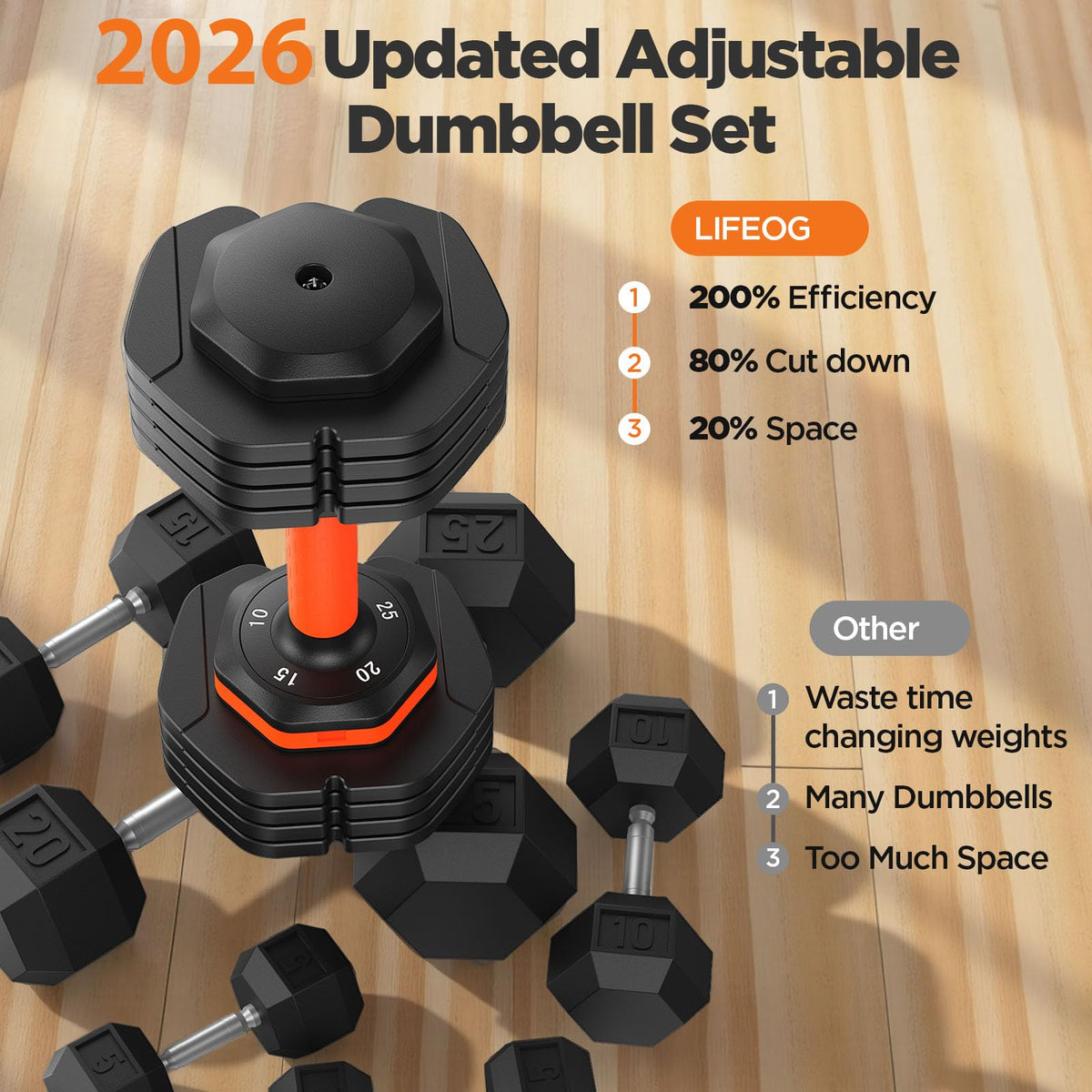 Adjustable Dumbbell Set of 2 with Storage Box W302