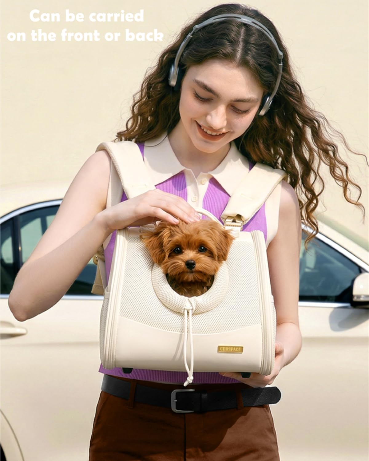 Adjustable Ventilated Front Facing Small Dog Cat Carrier Backpack Y887228