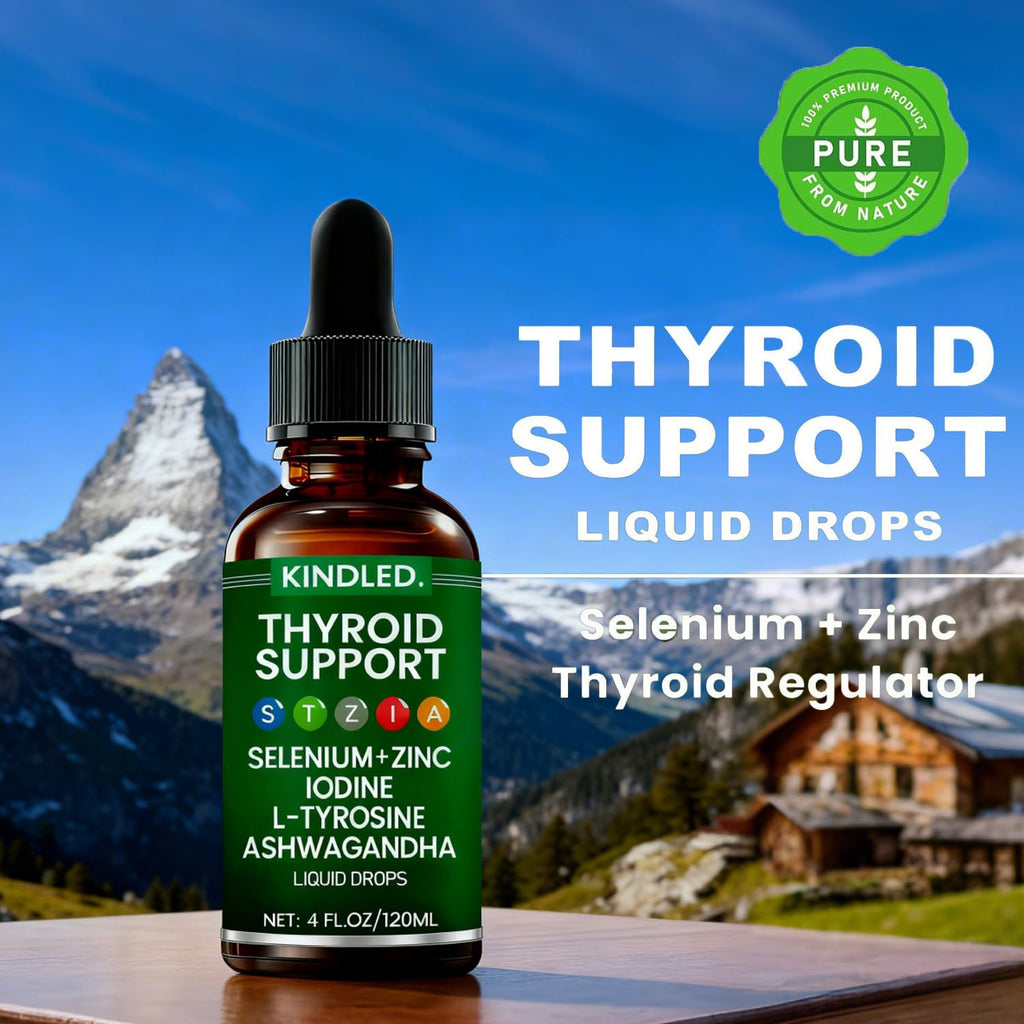 Thyroid Support Drops Selenium Zinc Iodine L-Tyrosine Ashwagandha Liquid Drops 4 FL.OZ R3038