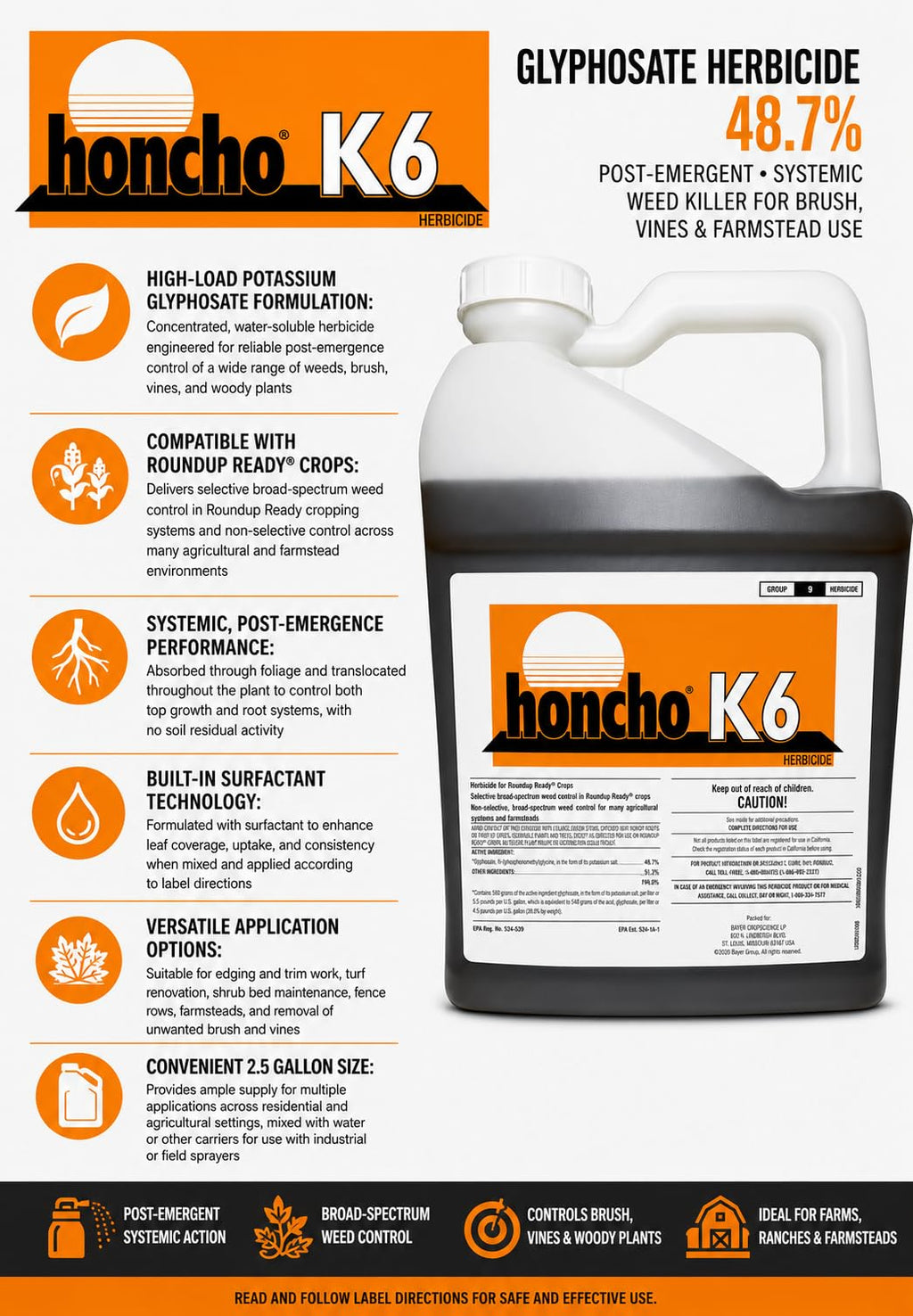 Glyphosate Herbicide 48.7% Weed Killer G7073