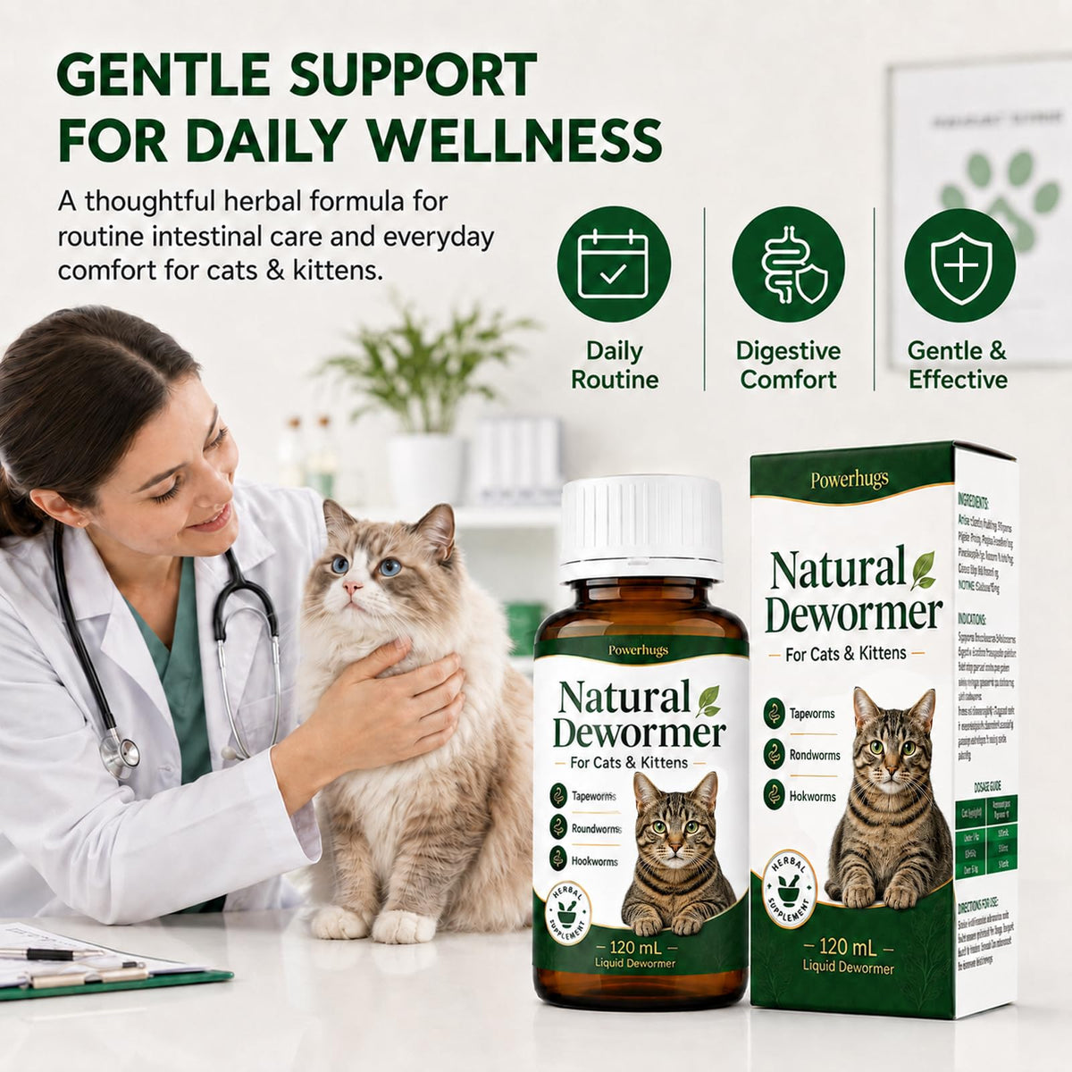 Broad Spectrum Cat Dewormer for Tapeworm, Roundworm & Hookworm U136