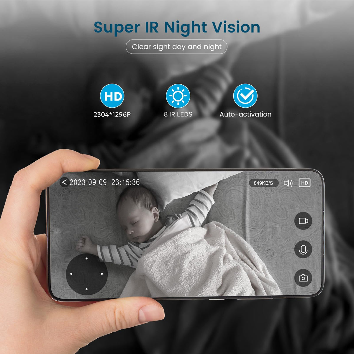 2K Indoor Security Camera with Night Vision U987