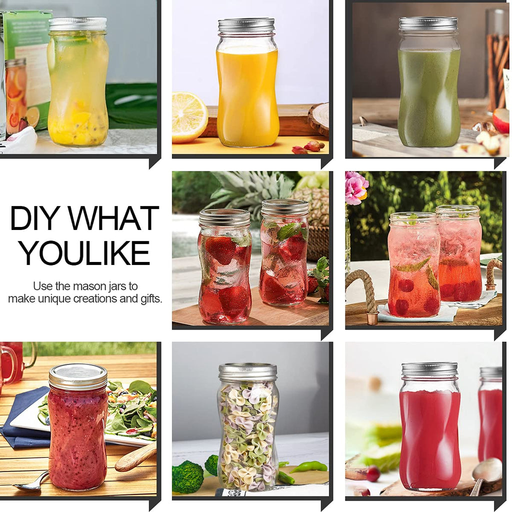16oz Regular Mouth Mason Jars 12 Pack with Lids & Bands B7799