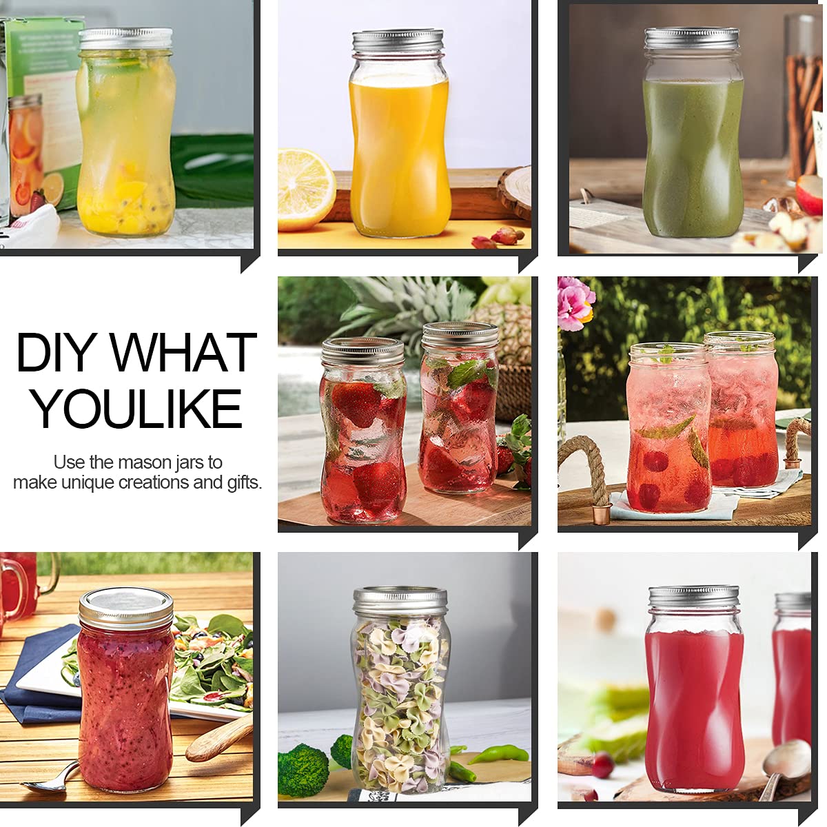 16oz Regular Mouth Mason Jars 12 Pack with Lids & Bands B7799