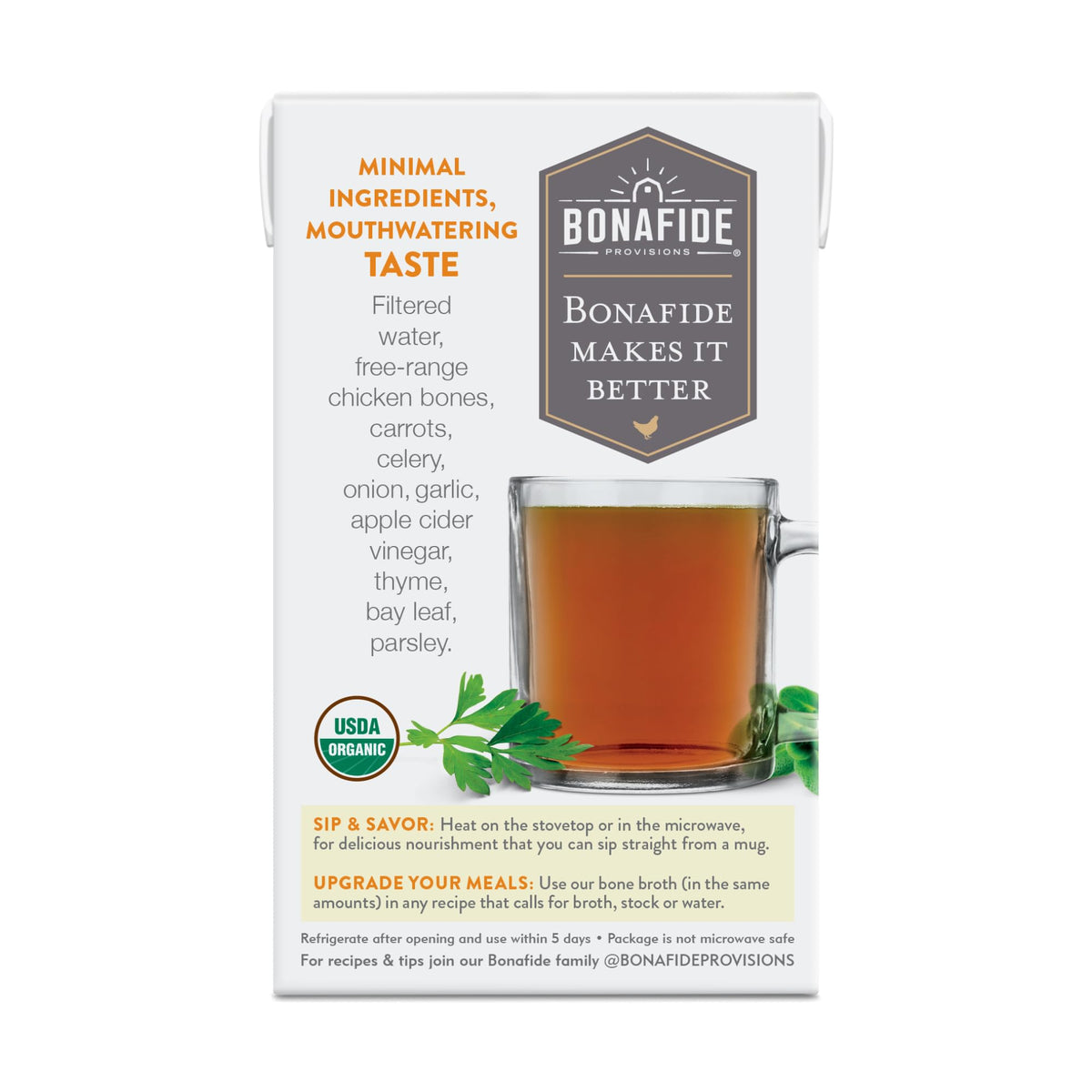 Organic Chicken Bone Broth No Salt Added 16.9oz 6 Pack J850678
