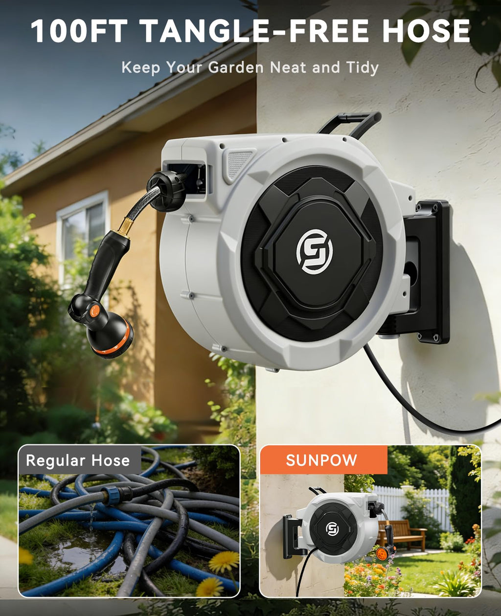 5/8in x 100ft Retractable Garden Hose Reel W790