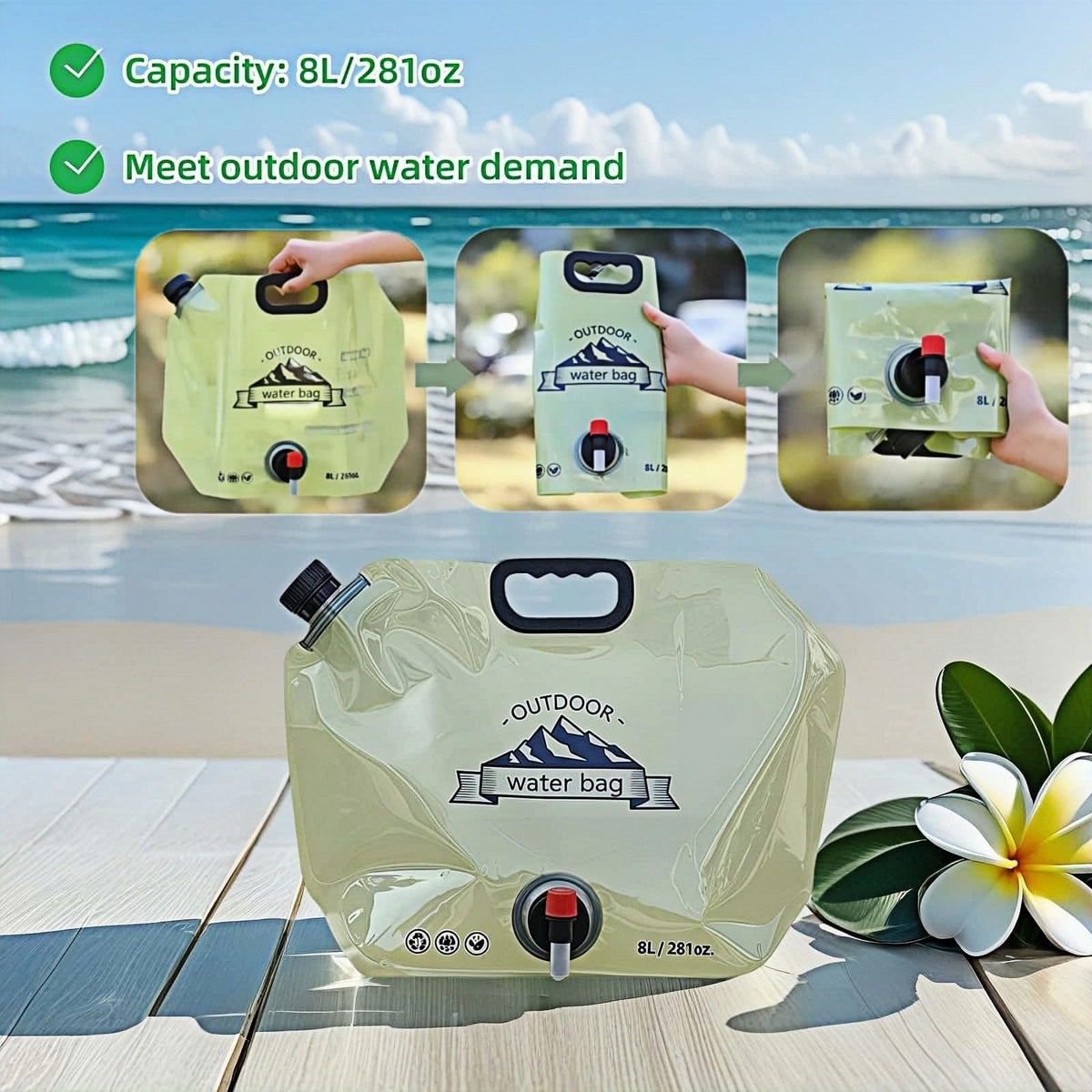 8L Collapsible BPA-Free Water Jug with Adjustable Faucet V127