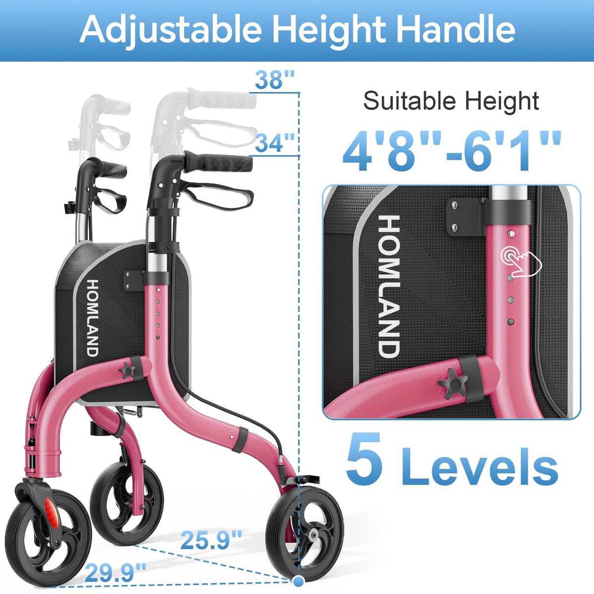 Foldable 3 Wheel Walkers Y308