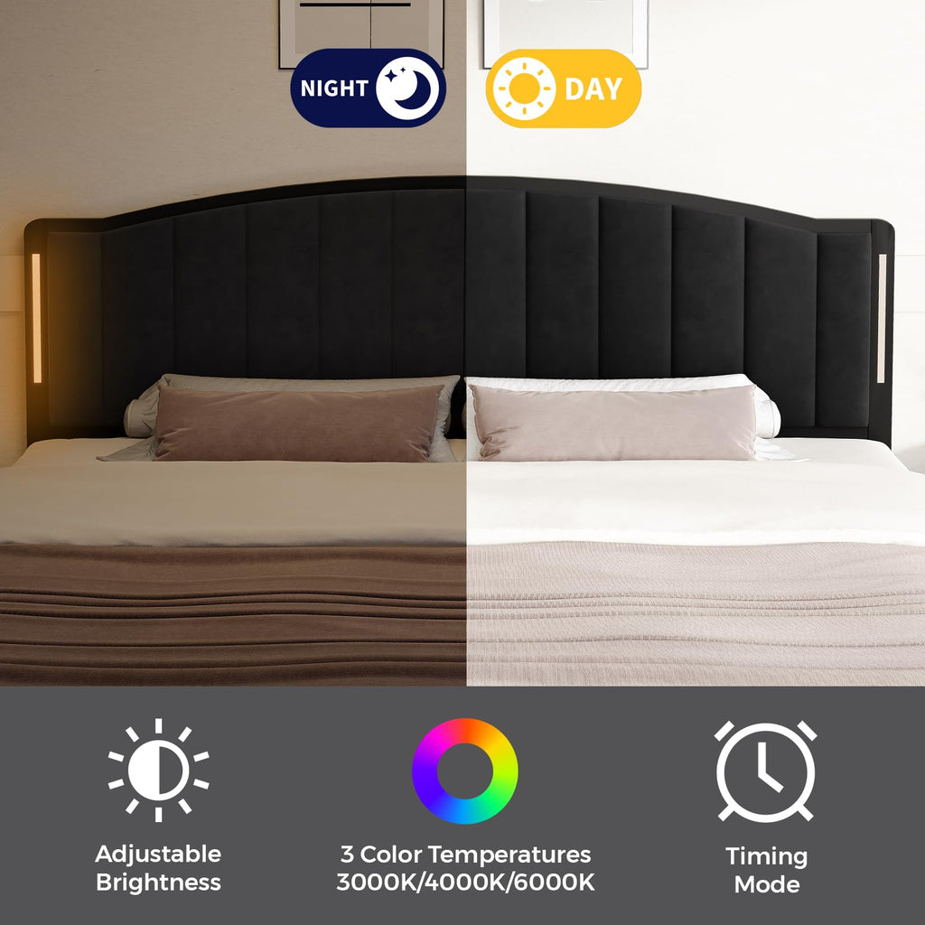 Upholstered Tufting Headboard Queen Size with Lights E84038