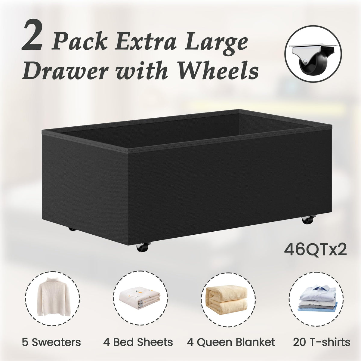 Queen Size Storage Bed Frame with Wood Headboard and LED Lights A645