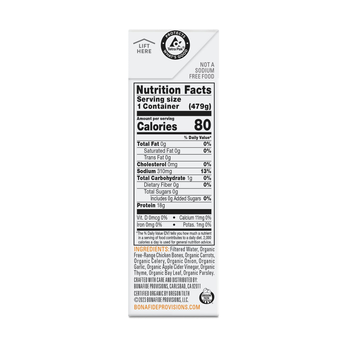 Organic Chicken Bone Broth No Salt Added 16.9oz 6 Pack J850678