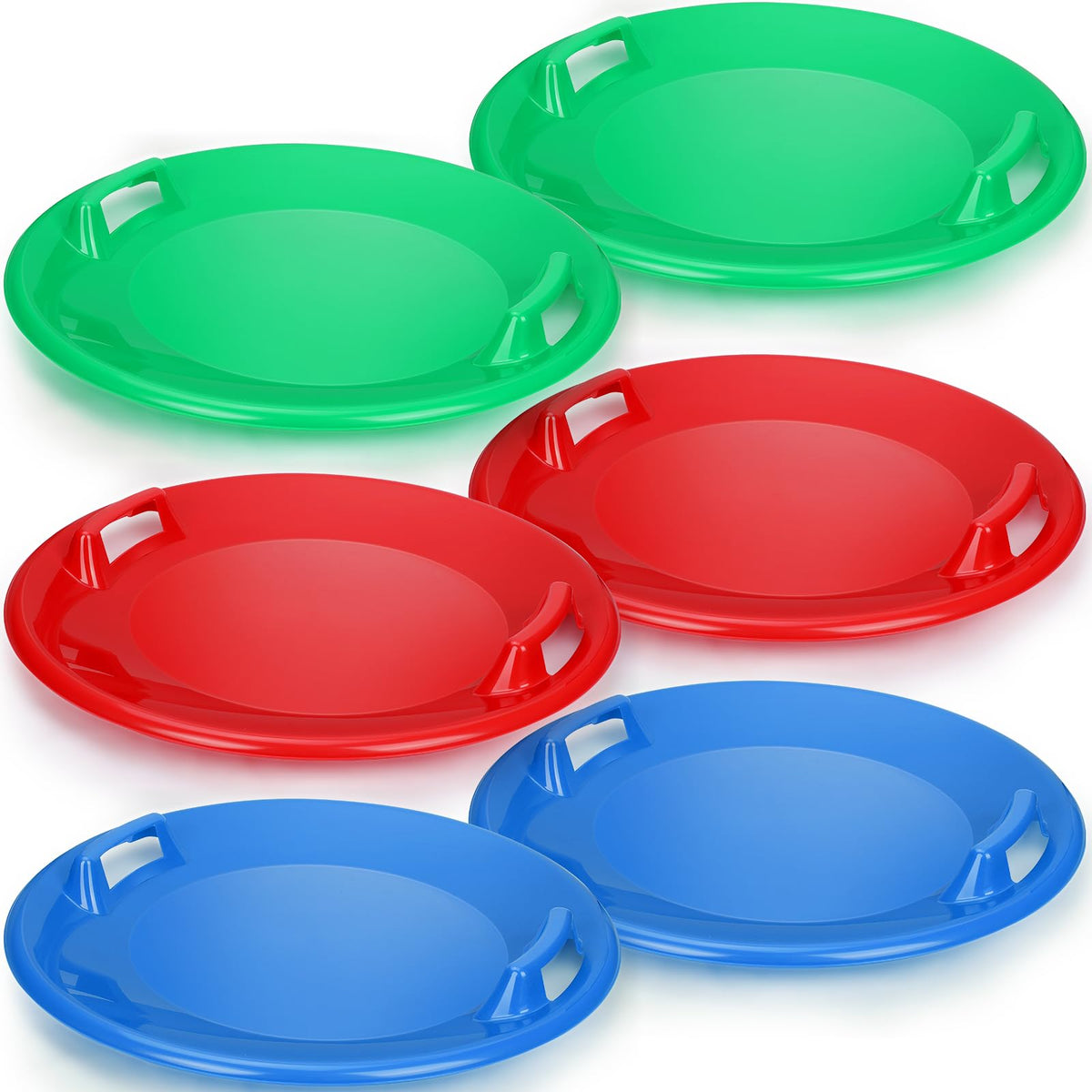 23.6 Inch Round Plastic Snow Saucer Sled with Handles T184537