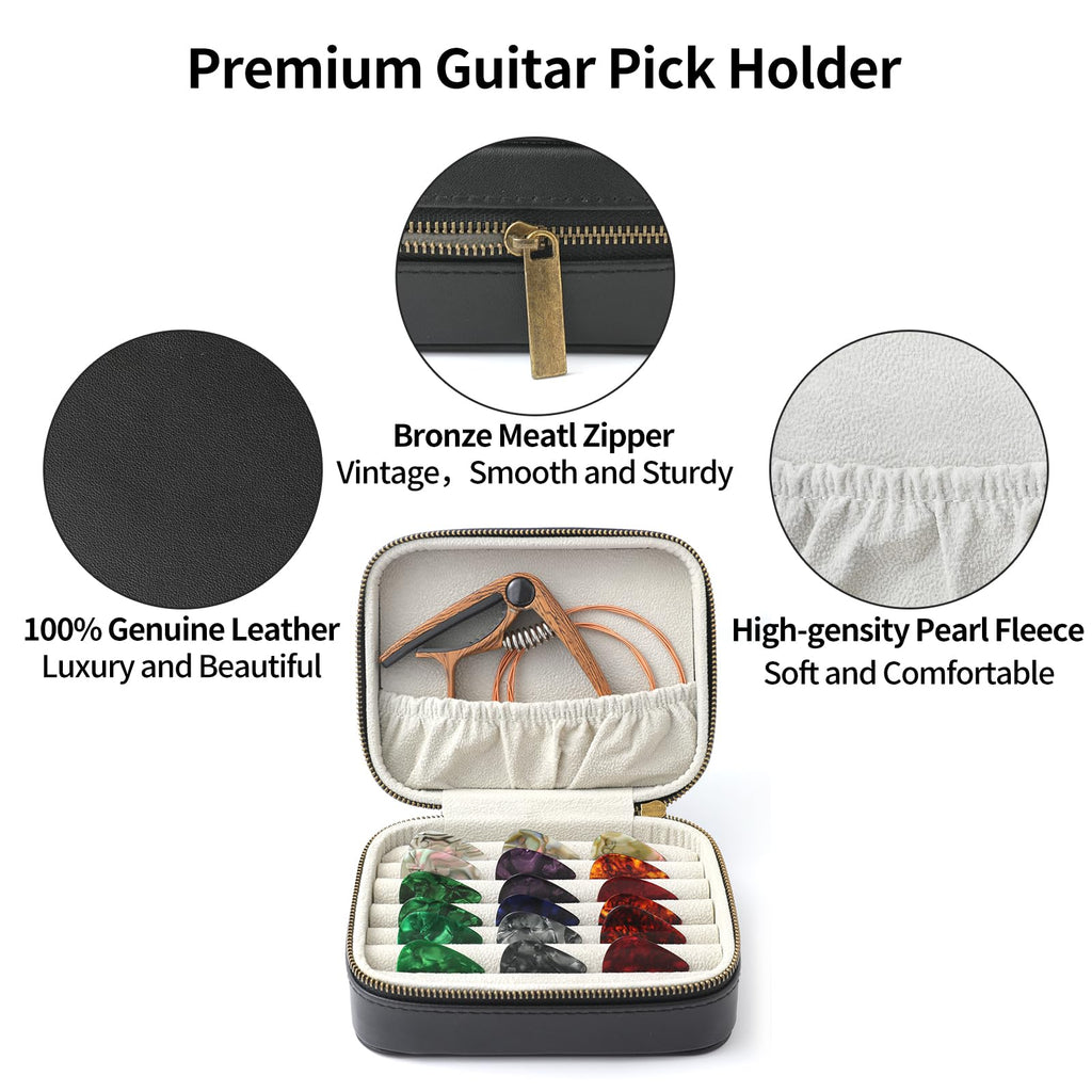 Leather Guitar Pick Case Holder Box V587