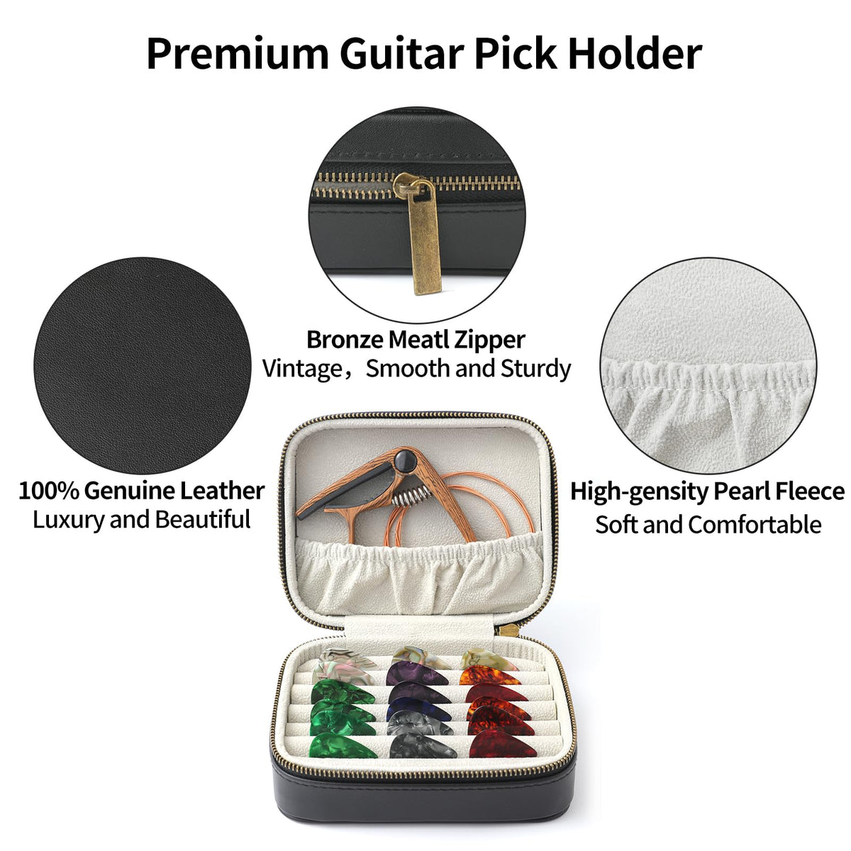 Leather Guitar Pick Case Holder Box V587
