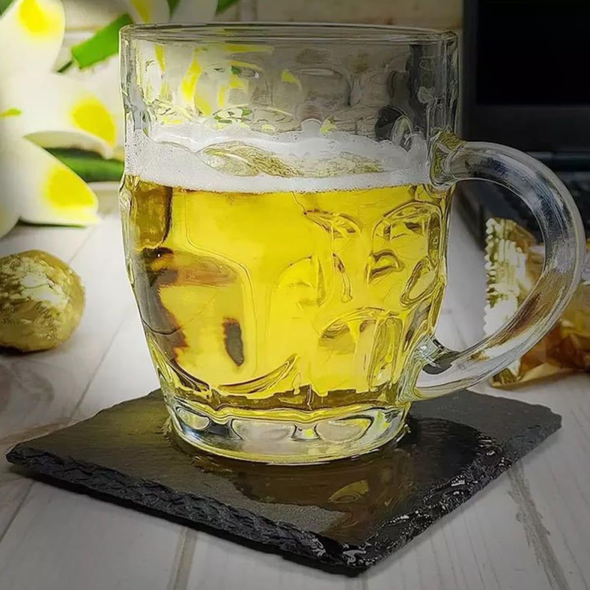 12 Pc Natural Stone Coasters with Non Slip Bottom V5540