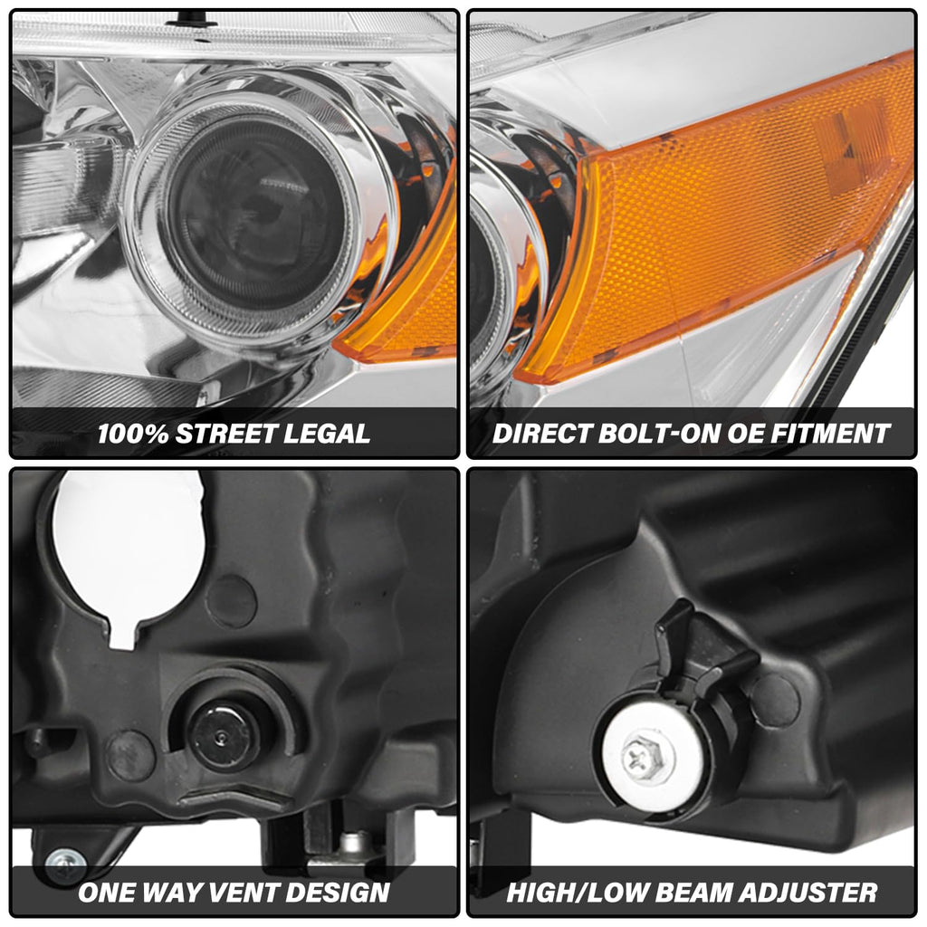 Headlight Assembly Replacement Chrome Housing with Amber Reflector H488518