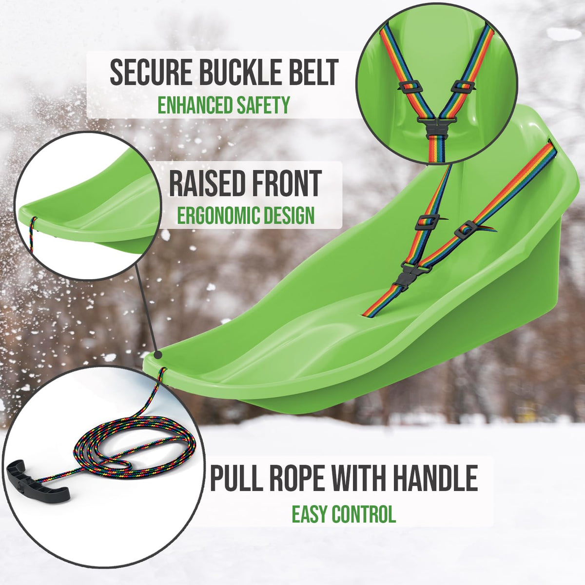 Snow Sled with Pull Rope and Safety Belt H84764