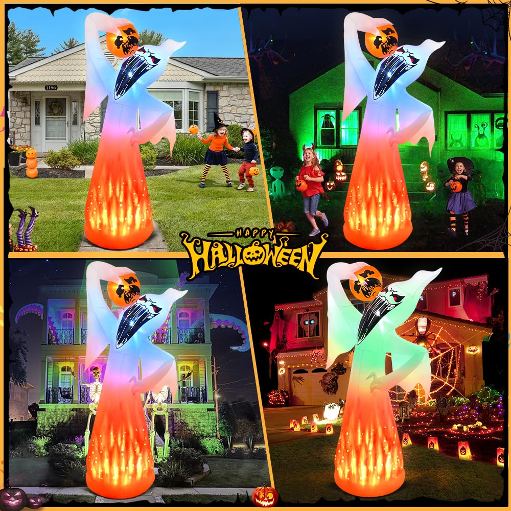 10 FT Halloween Inflatable Ghost with Pumpkin Y147