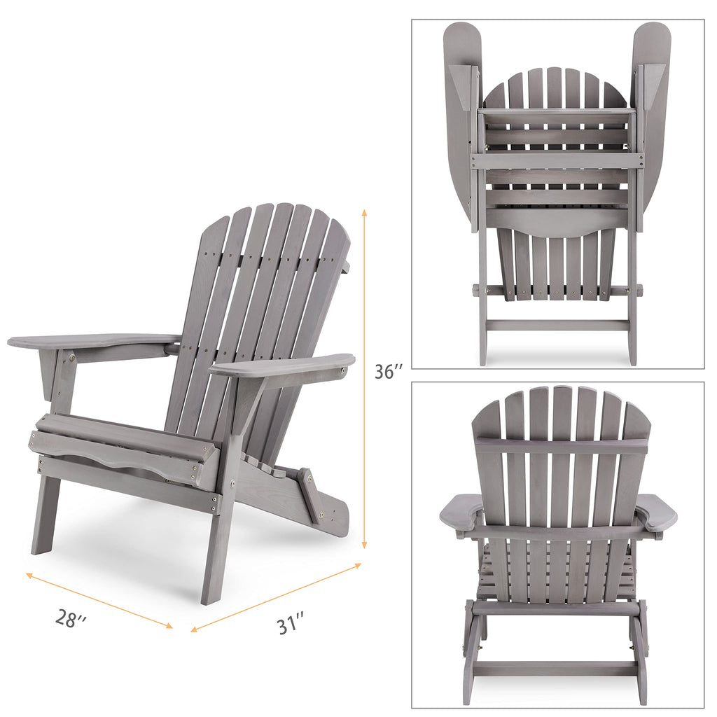 Wooden Folding Adirondack Chair Set of 2 Solid Cedar A106