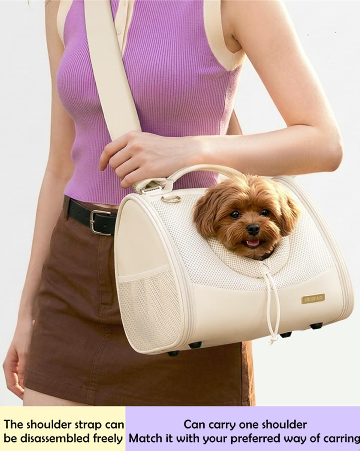 Adjustable Ventilated Front Facing Small Dog Cat Carrier Backpack Y887228