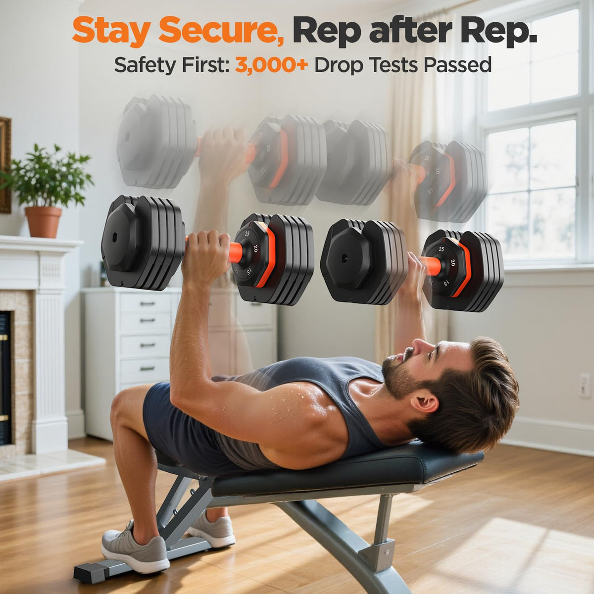 Adjustable Dumbbell Set of 2 with Storage Box W302