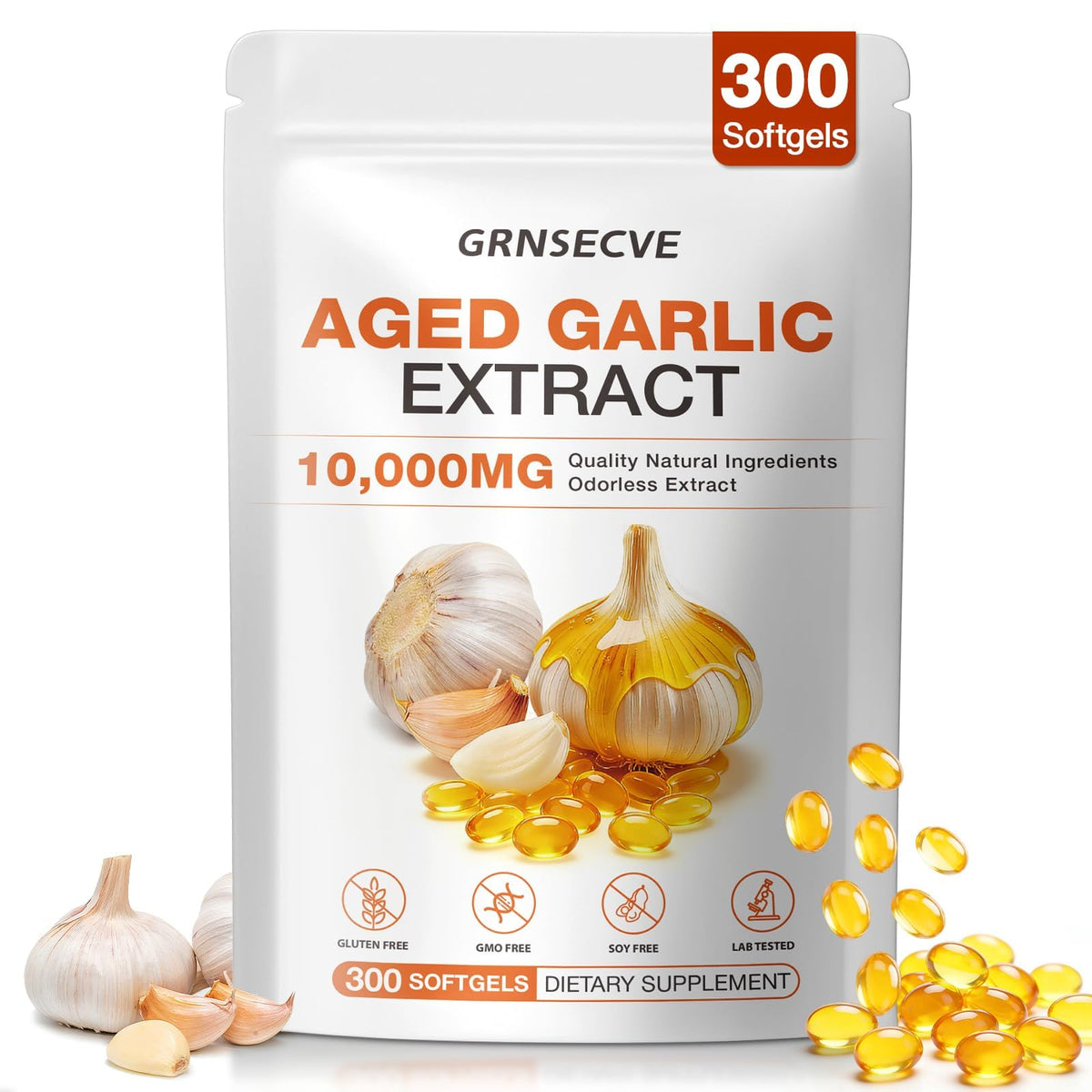 Odorless Garlic Capsules 10,000mg 300 Softgels H12436