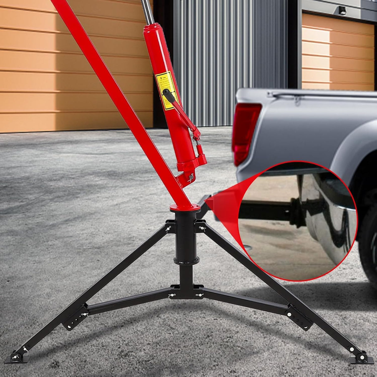 Hydraulic Hitch Mounted Pickup Truck Crane, 1000 Lbs Capacity, 360° Swivel, Red C396278