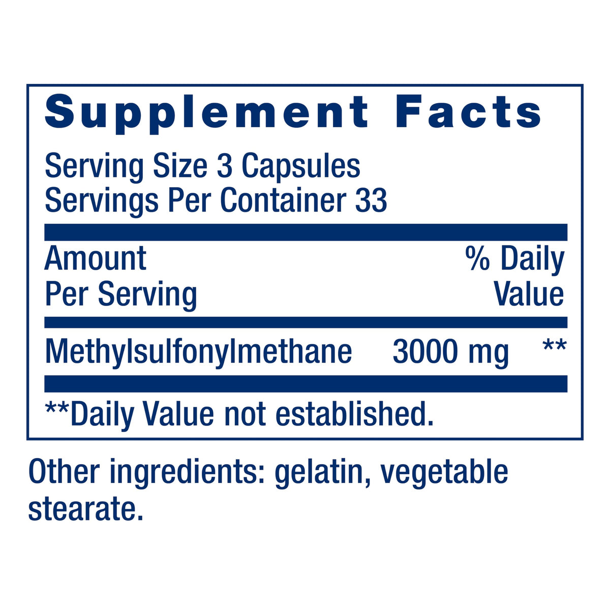 MSM 1000 mg 100 Capsules R5925