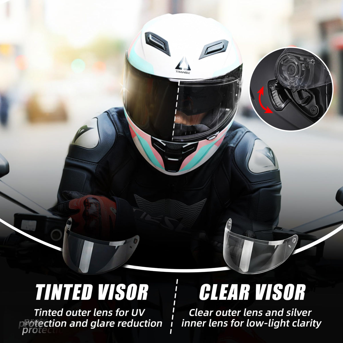 Full Face Motorcycle Helmet Dual Visor W1774