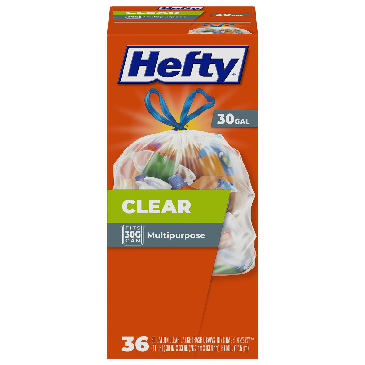 Clear 30 Gallon Trash Bags, 36 Count R879