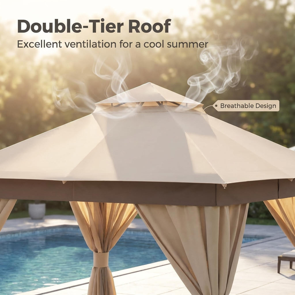 12x12 Metal Frame Gazebo Canopy Tent T130294