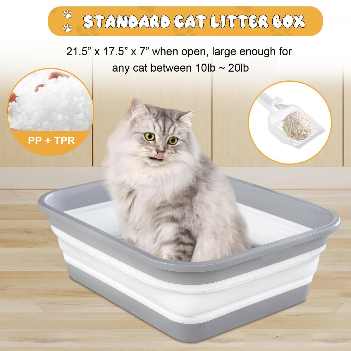 Collapsible Open Cat Litter Box W4270