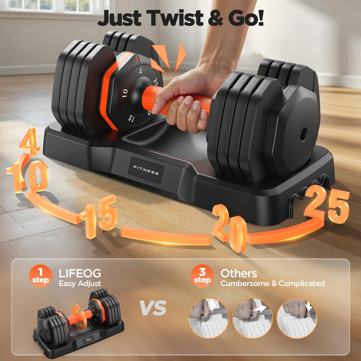 Adjustable Dumbbell Set of 2 with Storage Box W302