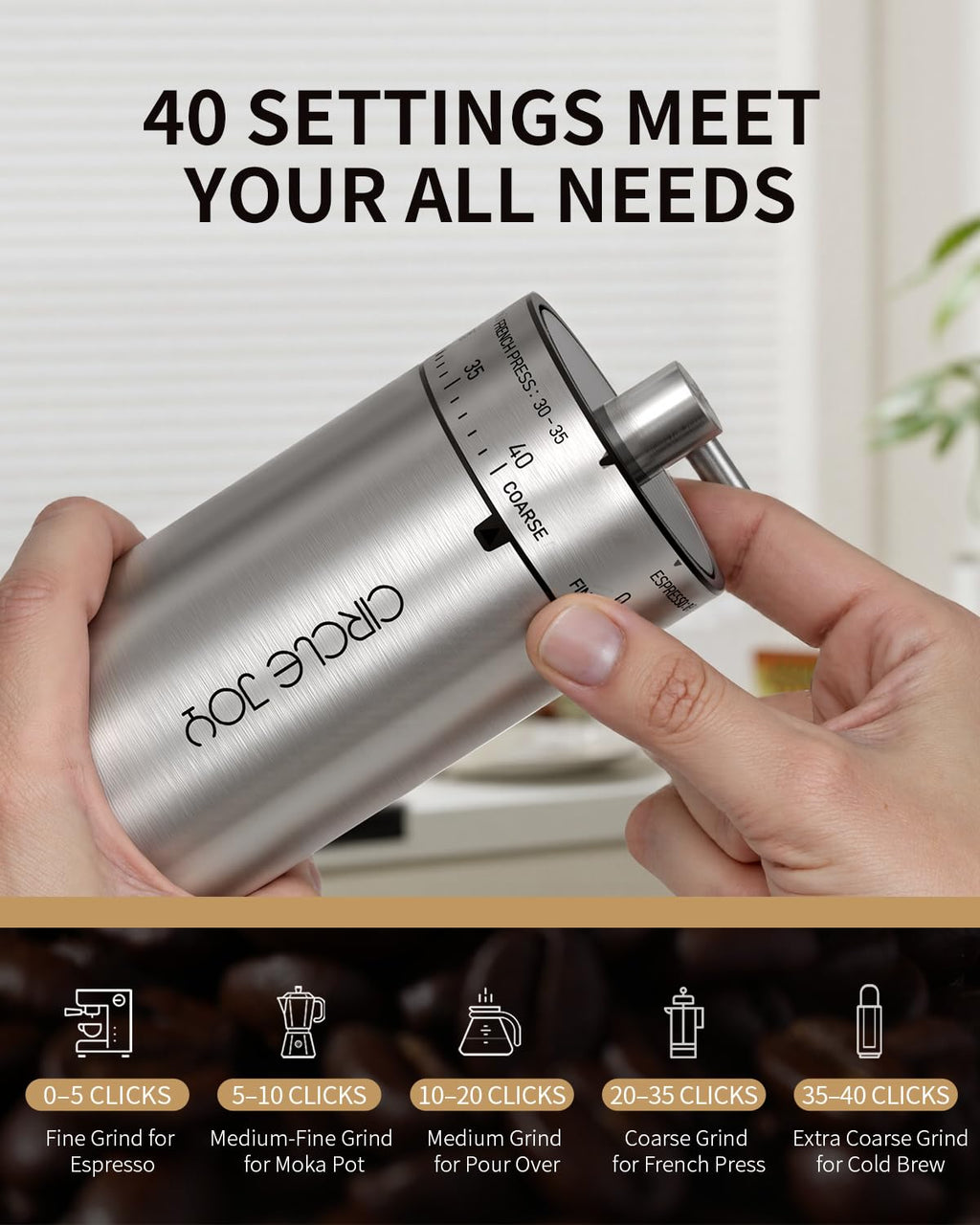 Manual Stainless Steel Burr Coffee Grinder E920