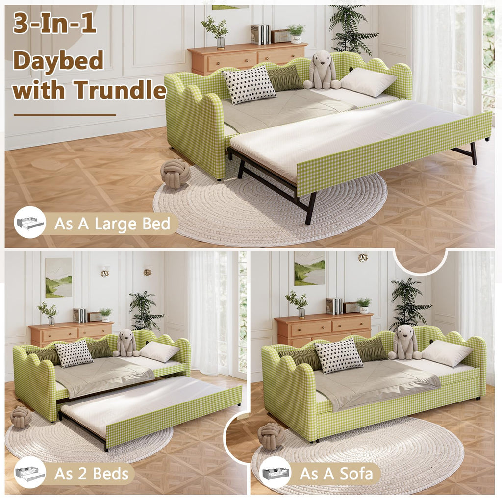 Twin Size Upholstered Daybed with Pop Up Trundle Q9329