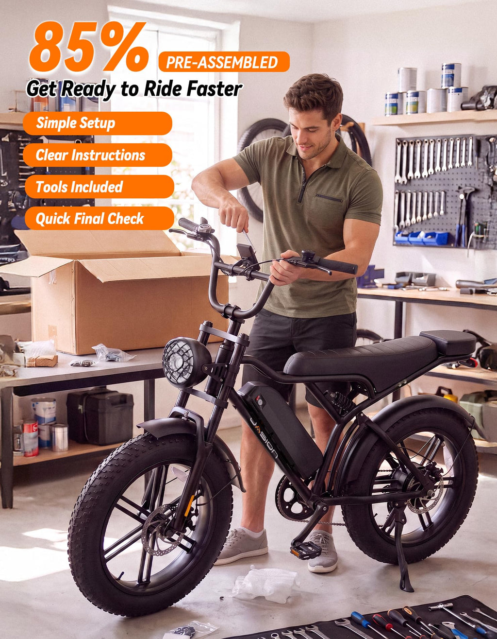 Electric Bike, 2000W Peak, Fat Tire H468391