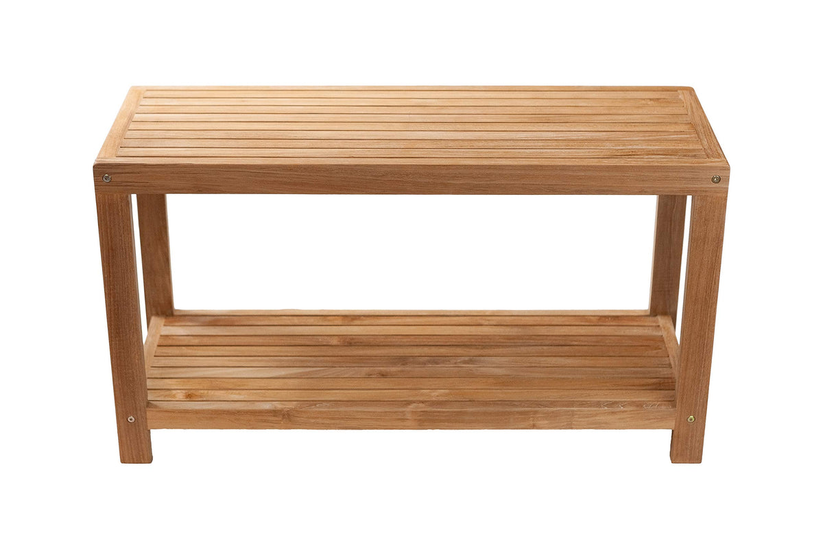 Teak Shower Stool and Spa Bench with Shelf Q9599
