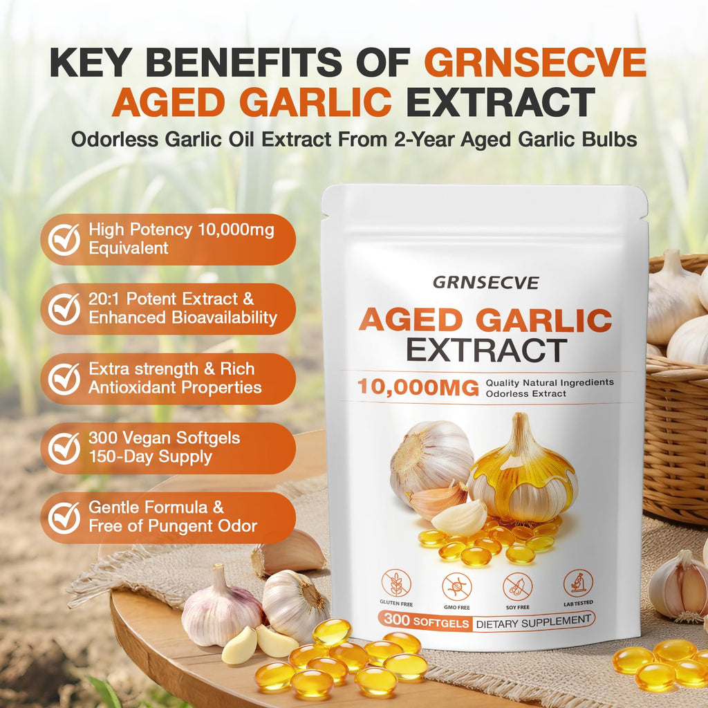 Odorless Garlic Capsules 10,000mg 300 Softgels H12436