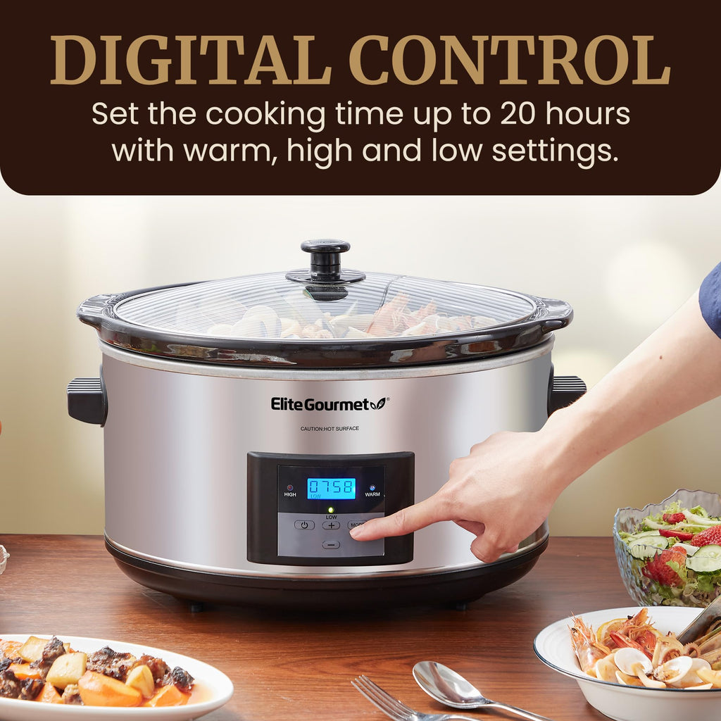 Digital 8.5 Qt Stainless Steel Slow Cooker T48000