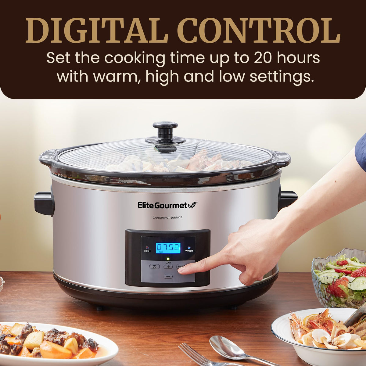 Digital 8.5 Qt Stainless Steel Slow Cooker T48000