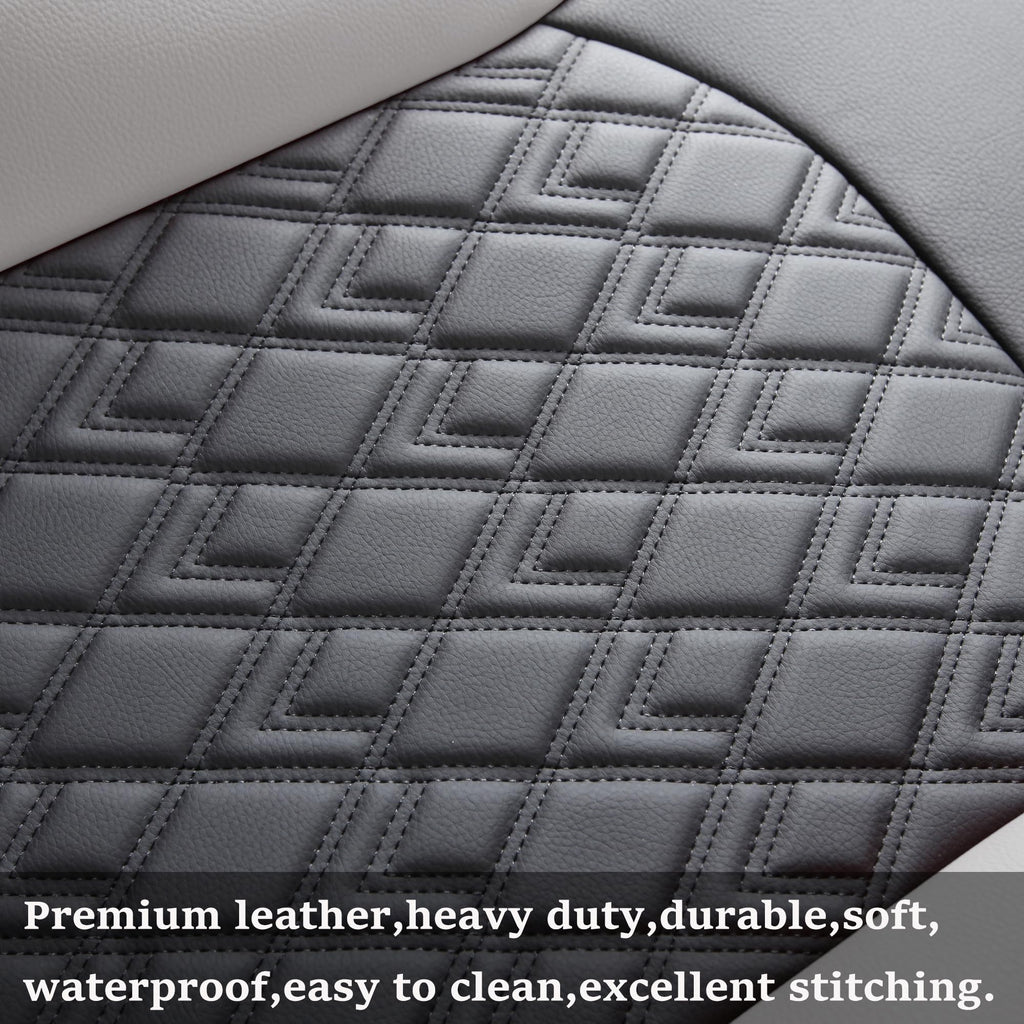 Leather Seat Covers for Chevy Silverado GMC Sierra, Custom Fit, Front Pair, Black Grey W4819