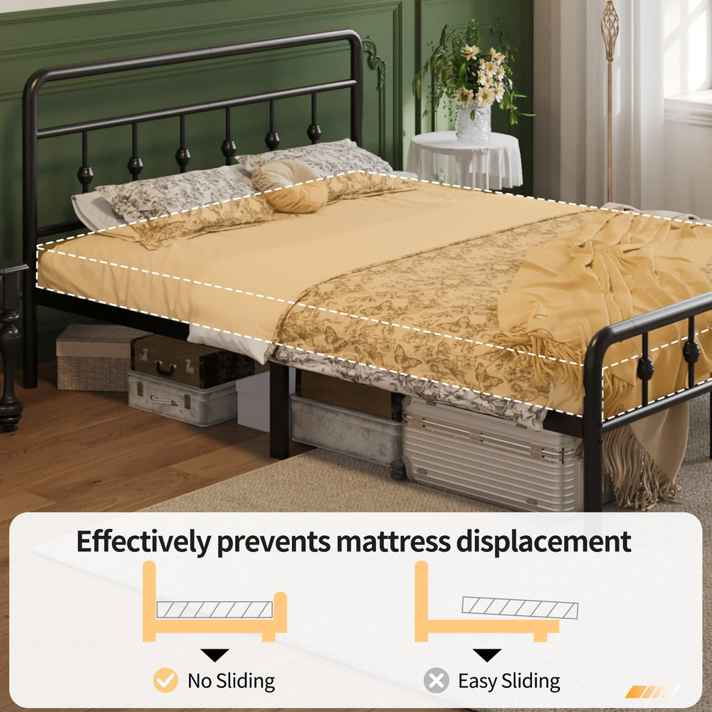 12 Inch Full Bed Frame with Headboard and Footboard P9106