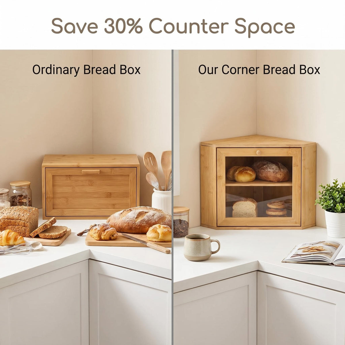 Bamboo 2 Tier Corner Bread Box C406