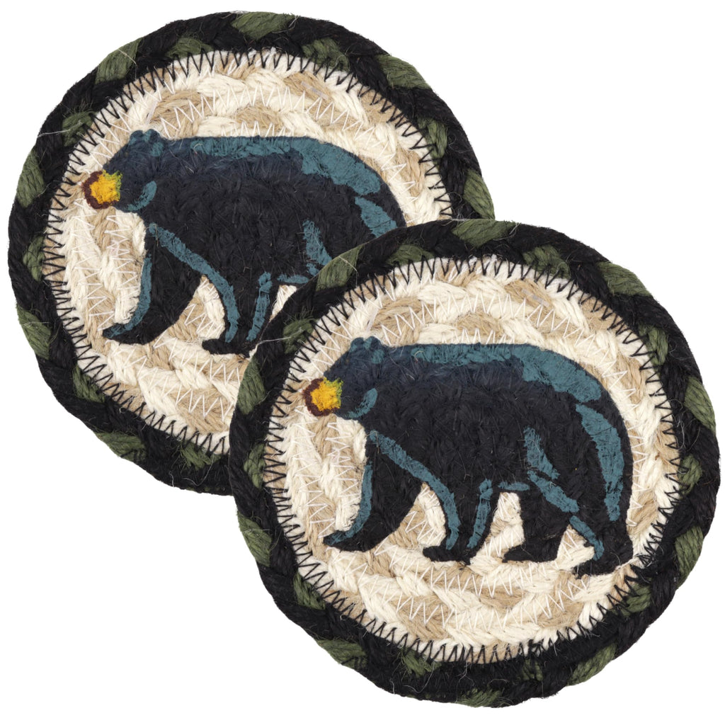 Black Braided Jute Drink Coasters Set of 2 L96504
