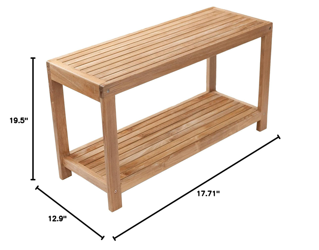 Teak Shower Stool and Spa Bench with Shelf Q9599