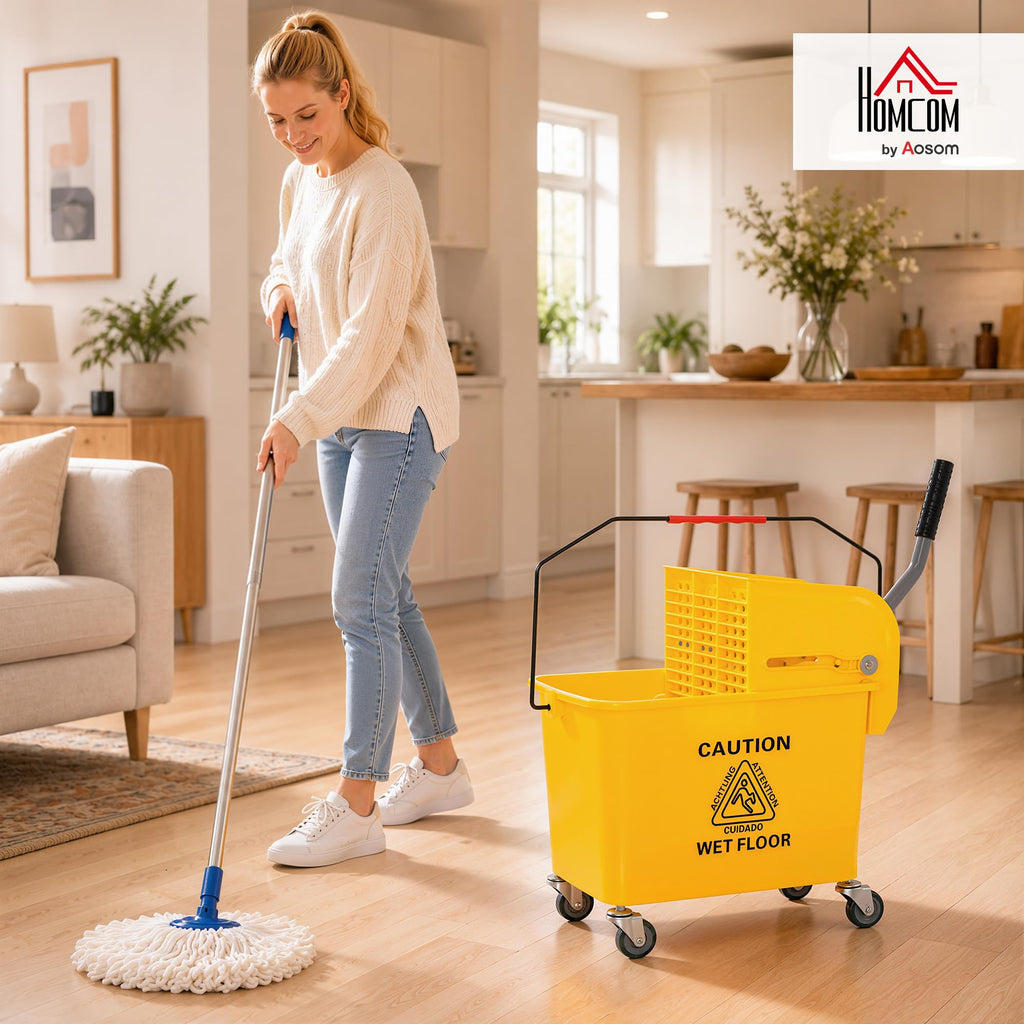 Yellow 21 Quart Mop Bucket with Wheels Z92674