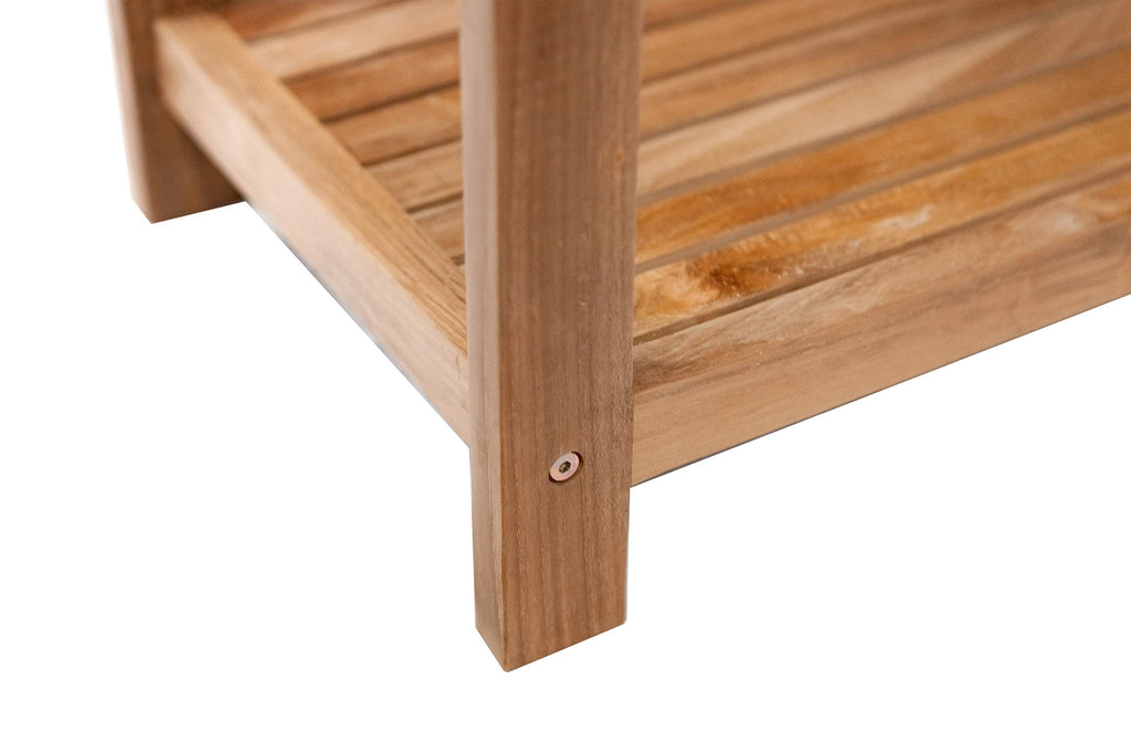 Teak Shower Stool and Spa Bench with Shelf Q9599