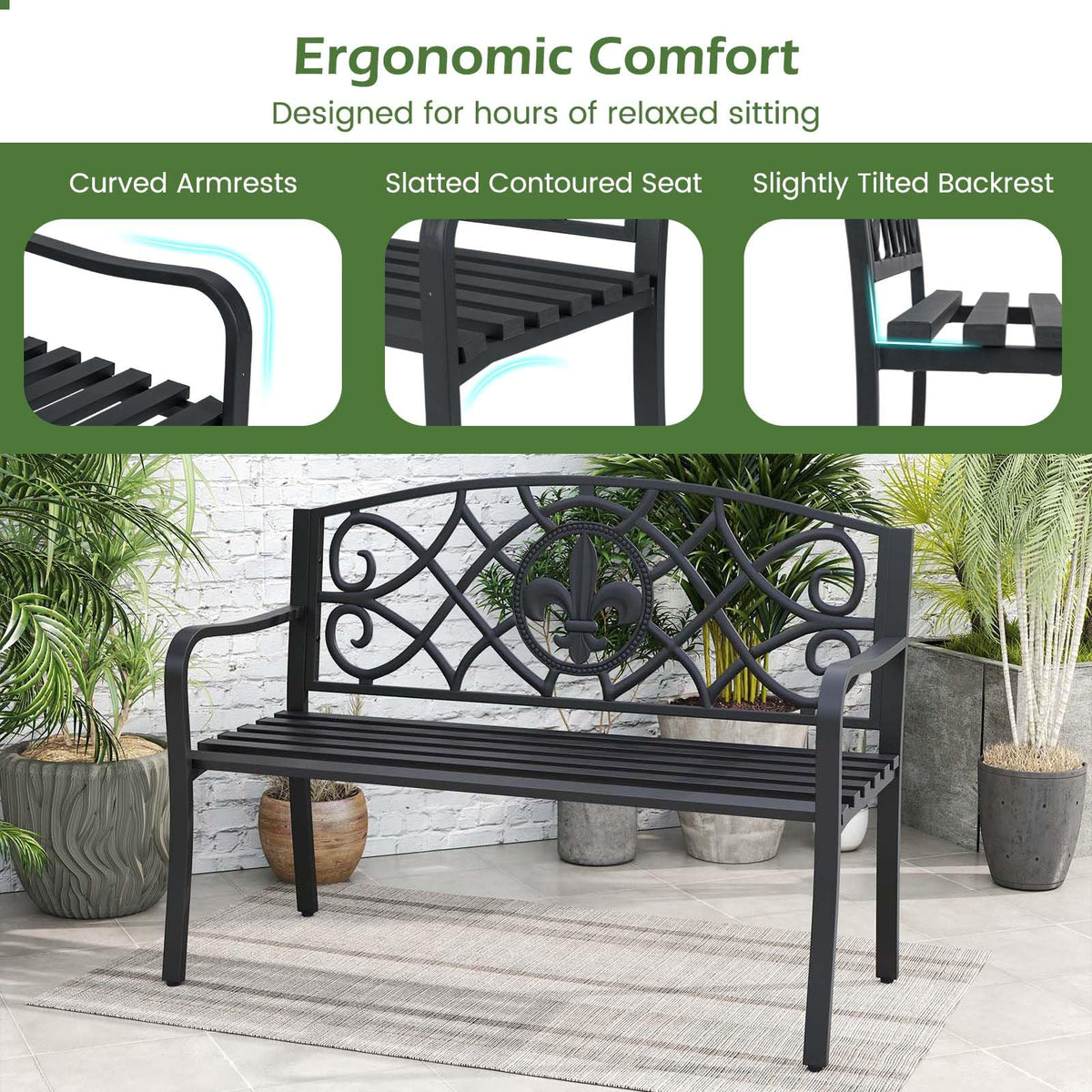 Metal Outdoor Bench H561577
