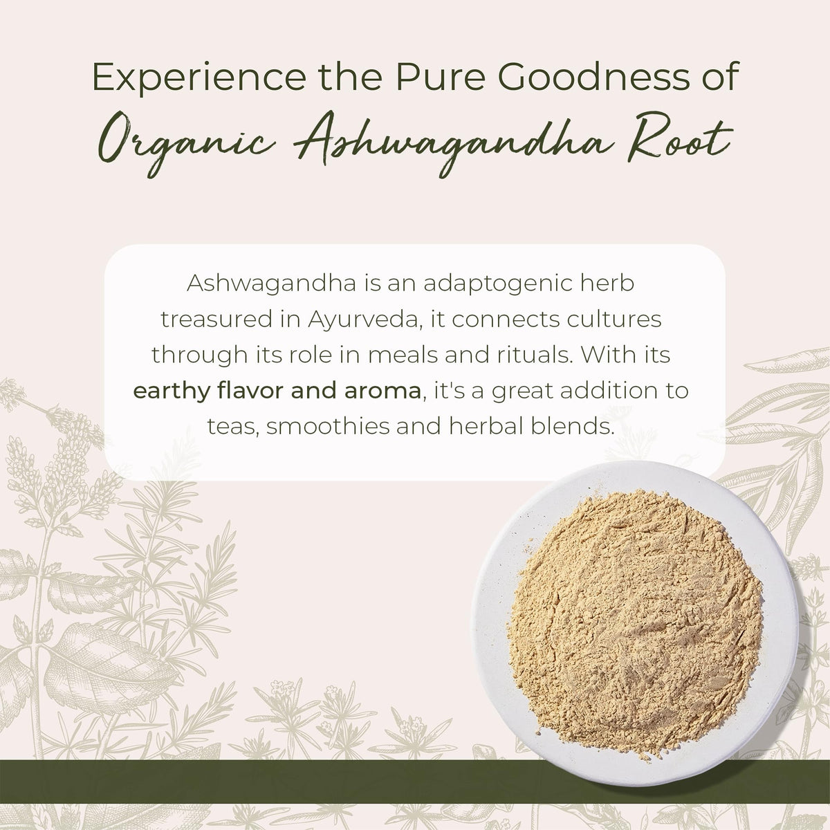 Organic Ashwagandha Root Powder 1 lb Bag U4265
