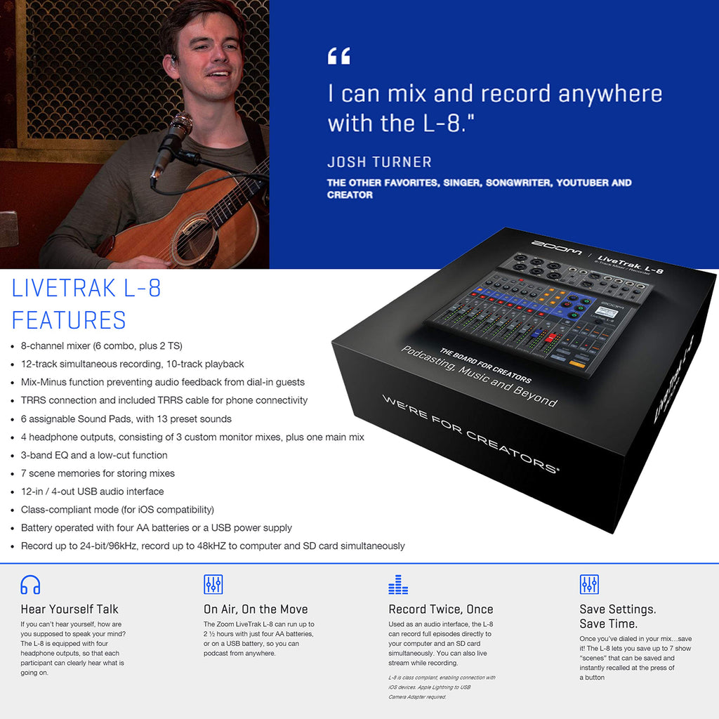 Portable 8-Channel Digital Mixer and Multitrack Recorder B5032